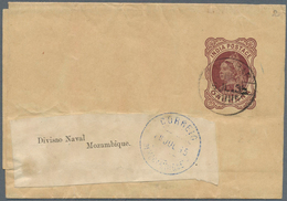 12707 Zanzibar: 1895 Indian Postal Stationery Wrapper 1a. Used From ZANZIBAR To The "Divisao Naval, Mozamb - Zanzibar (...-1963)