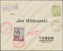 12808 Ballonpost: 1928, 30.IX., Poland, Balloon "Lwów", Two Covers With Perforated And Imperforate Vignett - Fesselballons