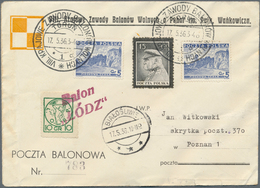 12814 Ballonpost: 1936, 17.5., Poland, Balloon "?ód?", Cover With Balloon Vignette, Slight Marks. Only 175 - Mongolfiere