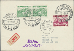 12825 Ballonpost: 1937, 30.V., Poland, Balloon "Gop?o", Card With Black Postmark And Arrival Mark, Only 91 - Fesselballons