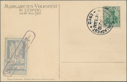 12839 Flugpost Deutschland: 1912: 50 Pfg Margareten-Flugmarke Auf Entsprechender Flugkarte (Adresse Ausrad - Posta Aerea & Zeppelin