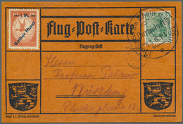 12841 Flugpost Deutschland: 1912, Flugpost Rhein Main. Gelber Hund (Mi. IV) Mit üblicher 5 Pf Germania Auf - Luft- Und Zeppelinpost