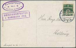 12853 Flugpost Europa: 1912, SCHAUFLUG HARESKOV, Postkarte Mit Zwei Violetten Stempeln "FLYVEPOST No. 1 *U - Autres - Europe