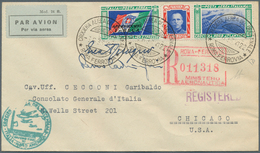 12867 Flugpost Europa: 1933, Mass Flight Triptych 5.25 + 44.75 L. "I-RECA" On Well Preserved Registered Le - Autres - Europe
