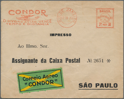 12887 Flugpost Übersee: 1929, "CONDOR" 50rs. Metermark On Cover From "RIO DE JANEIRO 12 IV 29" To Sao Paul - Altri & Non Classificati