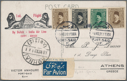 12891 Flugpost Übersee: 1931, First Flight By "Dutch-India Air Line" From "PORT SAID 5. NO 31" To Athens. - Altri & Non Classificati