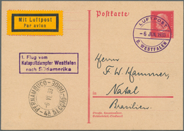 12906 Katapult- / Schleuderflugpost: 1933: Katapultdampfer Westfalen 6.6. Südamerika-Erstflug. Luxus-Ganzs - Luft- Und Zeppelinpost