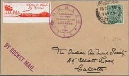 12910A Raketenpost: 1934, Saugor Island. Cover With One Line "By Rocket Mail", Red+white Vignette "Shore To - Autres & Non Classés