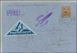 12912 Raketenpost: 1936. Triangle-label "1s Raketenpost In Österreich" With The Two Cachets "Postrakete V1 - Autres & Non Classés
