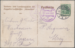 12915 Zeppelinpost Deutschland: 1912, LZ 10 "Schwaben, Bordstempel In Type I Vom 30.5. Auf Delag-Karte Mit - Poste Aérienne & Zeppelin