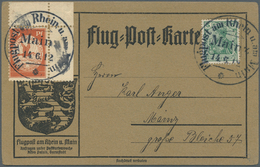 12923 Zeppelinpost Deutschland: 1912, 10 Pfg. Rhein/Main Aus Der Rechten Oberen Bogenecke Auf Sonderkarte - Poste Aérienne & Zeppelin