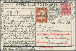 12932 Zeppelinpost Deutschland: 1912, 10 Pfg. Rhein/Main Auf Offizieller Postkarte "Otzberg" Mit 10 Pfg. G - Luft- Und Zeppelinpost