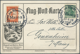 12933 Zeppelinpost Deutschland: 1912, 10 Pfg. Rhein/Main Auf Offizieller Postkarte "Galapostillone" Mit 5 - Posta Aerea & Zeppelin