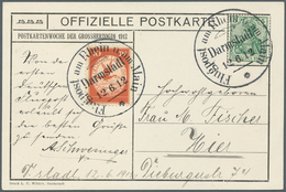 12934 Zeppelinpost Deutschland: 1912, 10 Pfg. Rhein/Main Auf Offizieller Postkarte "Frankenstein" Mit 5 Pf - Luft- Und Zeppelinpost