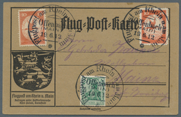 12938 Zeppelinpost Deutschland: 1912, 10 Pfg. Rhein/Main, Zwei Einzelwerte Auf Sonderkarte Mit 5 Pfg. Germ - Posta Aerea & Zeppelin
