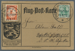 12940 Zeppelinpost Deutschland: 1912, 10 Pfg. Rhein/Main Auf Sonderkarte Mit 5 Pfg. Germania Und Flugstemp - Poste Aérienne & Zeppelin