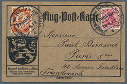 12942 Zeppelinpost Deutschland: 1912, 10 Pfg. Rhein/Main Auf Sonderkarte Mit 10 Pfg. Germania Und Flugstem - Posta Aerea & Zeppelin