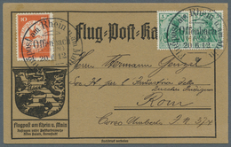 12945 Zeppelinpost Deutschland: 1912, 10 Pfg. Rhein/Main Auf Sonderkarte Mit Waagerechtem Paar 5 Pfg. Germ - Luft- Und Zeppelinpost