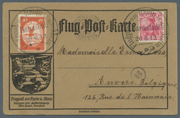 12946 Zeppelinpost Deutschland: 1912, 10 Pfg. Rhein/Main Auf Sonderkarte Mit 10 Pfg. Germania Und Flugstem - Luft- Und Zeppelinpost