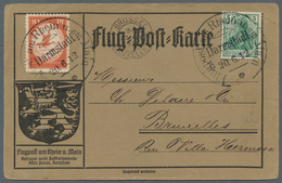 12947 Zeppelinpost Deutschland: 1912, 10 Pfg. Rhein/Main Auf Sonderkarte Mit 5 Pfg. Germania Und Flugstemp - Poste Aérienne & Zeppelin