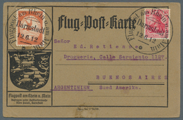 12948 Zeppelinpost Deutschland: 1912, 10 Pfg. Rhein/Main Auf Sonderkarte Mit 10 Pfg. Germania Und Flugstem - Poste Aérienne & Zeppelin
