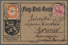 12949 Zeppelinpost Deutschland: 1912, 10 Pfg. Rhein/Main Auf Sonderkarte Mit 10 Pfg. Germania Und Flugstem - Luft- Und Zeppelinpost