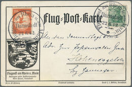 12952 Zeppelinpost Deutschland: 1912, 20 Pfg. Rhein/Main Auf Offizieller Postkarte "Luftpostamt II" Mit 5 - Posta Aerea & Zeppelin