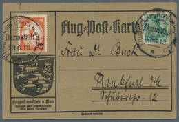 12953 Zeppelinpost Deutschland: 1912, 10 Pfg. Rhein/Main Auf Sonderkarte Mit 5 Pfg. Germania Mit Firmenloc - Poste Aérienne & Zeppelin