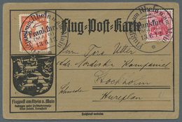 12955 Zeppelinpost Deutschland: 1912, 20 Pfg. Rhein/Main Auf Sonderkarte Mit 10 Pfg. Germania Und Flugstem - Luft- Und Zeppelinpost