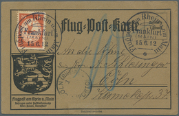 12959 Zeppelinpost Deutschland: 1912, 20 Pfg. Rhein/Main Auf Sonderkarte Ohne 5 Pfg. Germania Und Flugstem - Luft- Und Zeppelinpost