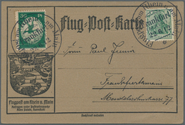 12961 Zeppelinpost Deutschland: 1912, 30 Pfg. Rhein/Main Auf Sonderkarte Mit 5 Pfg. Germania Und Flugstemp - Luft- Und Zeppelinpost