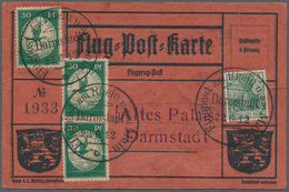 12962 Zeppelinpost Deutschland: 1912, 30 Pfg. Rhein/Main, 10 Stück Vorder- Und Rückseitig Auf Roter, Nummi - Luft- Und Zeppelinpost