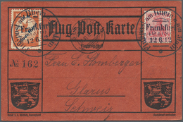 12968 Zeppelinpost Deutschland: 1912, 1 M. Gelber Hund, Einzelwert Und Senkrechtes Paar Rückseitig Auf Rot - Luft- Und Zeppelinpost