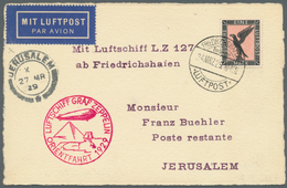 12982 Zeppelinpost Deutschland: Orientfahrt 1929 Nach Jerusalem, Postkarte Mit 1 M., - Poste Aérienne & Zeppelin