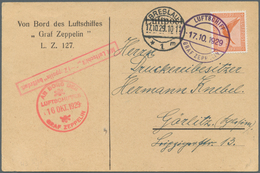 12997 Zeppelinpost Deutschland: 1929, Schlesienfahrt Mit Abwurf Breslau, 50 Pfg. Adler Auf Karte Mit Bords - Poste Aérienne & Zeppelin