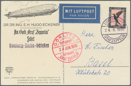 13007 Zeppelinpost Deutschland: 1930: Schlesienrundfahrt/Abwurf Görlitz: Dr.Eckener Luftschiffbau-sonderka - Luft- Und Zeppelinpost