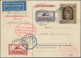 13010 Zeppelinpost Deutschland: 1930: SAAR/PFALZFAHRT: Interessante Vertragsstaatenkarte FHFN-LACHEN (Kart - Poste Aérienne & Zeppelin