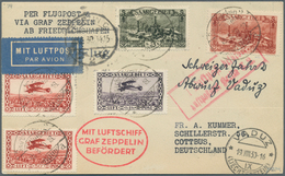 13011 Zeppelinpost Deutschland: 1930, SAAR/VADUZFAHRT: Zeppelinkarte Mit Dekorativer 5-Farben-Frankatur Un - Poste Aérienne & Zeppelin