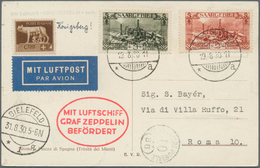 13015 Zeppelinpost Deutschland: 1930: SAAR/Bielefeldfahrt: Nur Selten Angebotene, Beidseitig Frankierte Ka - Poste Aérienne & Zeppelin