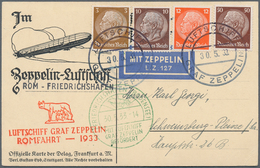 13045 Zeppelinpost Deutschland: 1933, Italienfahrt, Bordpost Der Rückfahrt Vom 30.5., Karte Mit Hindenburg - Poste Aérienne & Zeppelin