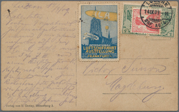 13077 Zeppelinpost Deutschland: 1909, "ILA-Frankfur/M." Zeppelinkarte Mit Vignette, Ursprüngliche Germania - Luft- Und Zeppelinpost