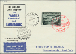13118 Zeppelinpost Europa: 1931, 110A/B LZ 127/VADUZ-LAUSANNE: 1 Fr. Bzw. 2 Fr. Zeppelin Auf VADUZFAHRT-So - Sonstige - Europa