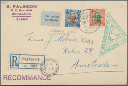 13122 Zeppelinpost Europa: 1931: ISLAND/Islandfahrt: Recokarte Mit 30 A + 1 Kr Sondermarken Und Dem Selten - Sonstige - Europa
