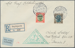 13124 Zeppelinpost Europa: 1931: ISLAND/Islandfahrt: Tadelloser R-Brief Mit 30 A + 2 Kr, Seltener Stempel - Altri - Europa