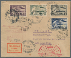 13134 Zeppelinpost Europa: 1931, Polarfahrt, R-Brief UDSSR-Post Mit Komplettem, Ungezähntem Zeppelin-Satz, - Altri - Europa