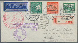 13145 Zeppelinpost Europa: 1932: Niederlande/1. SAF 1932/ Anschlußflug Berlin: Reco-Brief Mit 2 Flugmarken - Autres - Europe