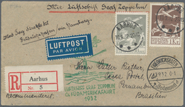 13166 Zeppelinpost Europa: 1932: DÄNEMARK/6. SAF 9132: Kleinformatiger Zuleitungs-Reco-Brief Per Bahnpost - Sonstige - Europa