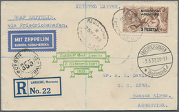 13248 Zeppelinpost Übersee: 1933: MAROKKO (britische Post, Spanische Zone, Larache)/ 2. SAF 1933: Drucksac - Zeppelin