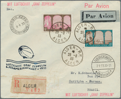 13251 Zeppelinpost Übersee: 1933: ALGERIEN/6. SAF 1933: Interessanter R-Brief Ab Alger über FHFN Nach Curi - Zeppelins