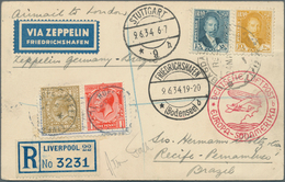 13255 Zeppelinpost Übersee: 1934: IRAK/2. SAF 1933: Reco-Zweiländerbrief Bagdad-Liverpool. Dort Neuaufgabe - Zeppelin